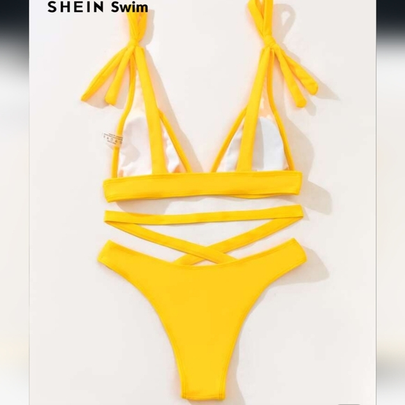 SHEIN Vibrant Yellow Bikini with Crisscross Detail - Picture 4 of 9